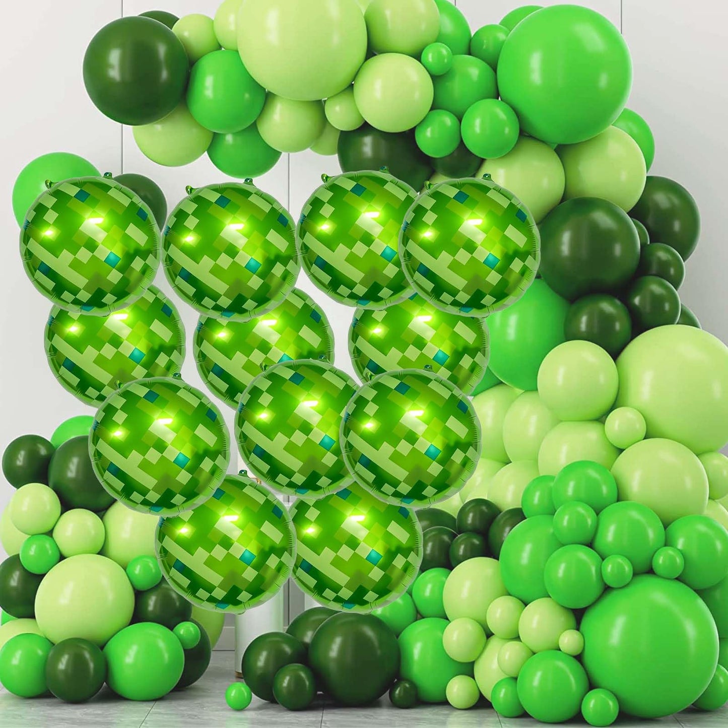 21" Pixel Foil balloons, 16Pcs Large MIning Foil Metallic Balloons Video Game Themed Party Decorations for Kids' Birthday Anniversary Party