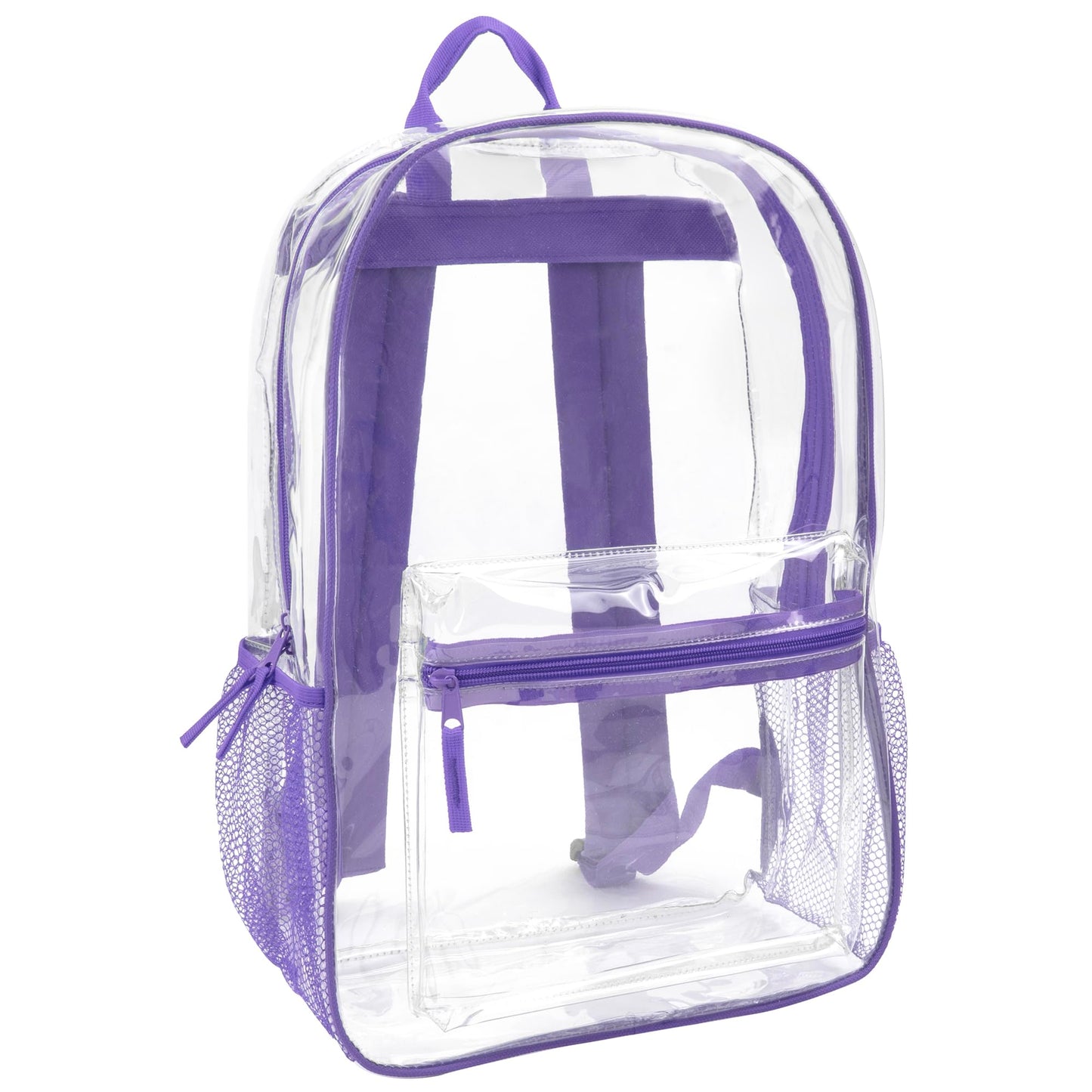 Clear Backpack Heavy Duty Transparent Bookbag for Kids, Boys, Girls, School, Travel, Stadium Approved (Purple)