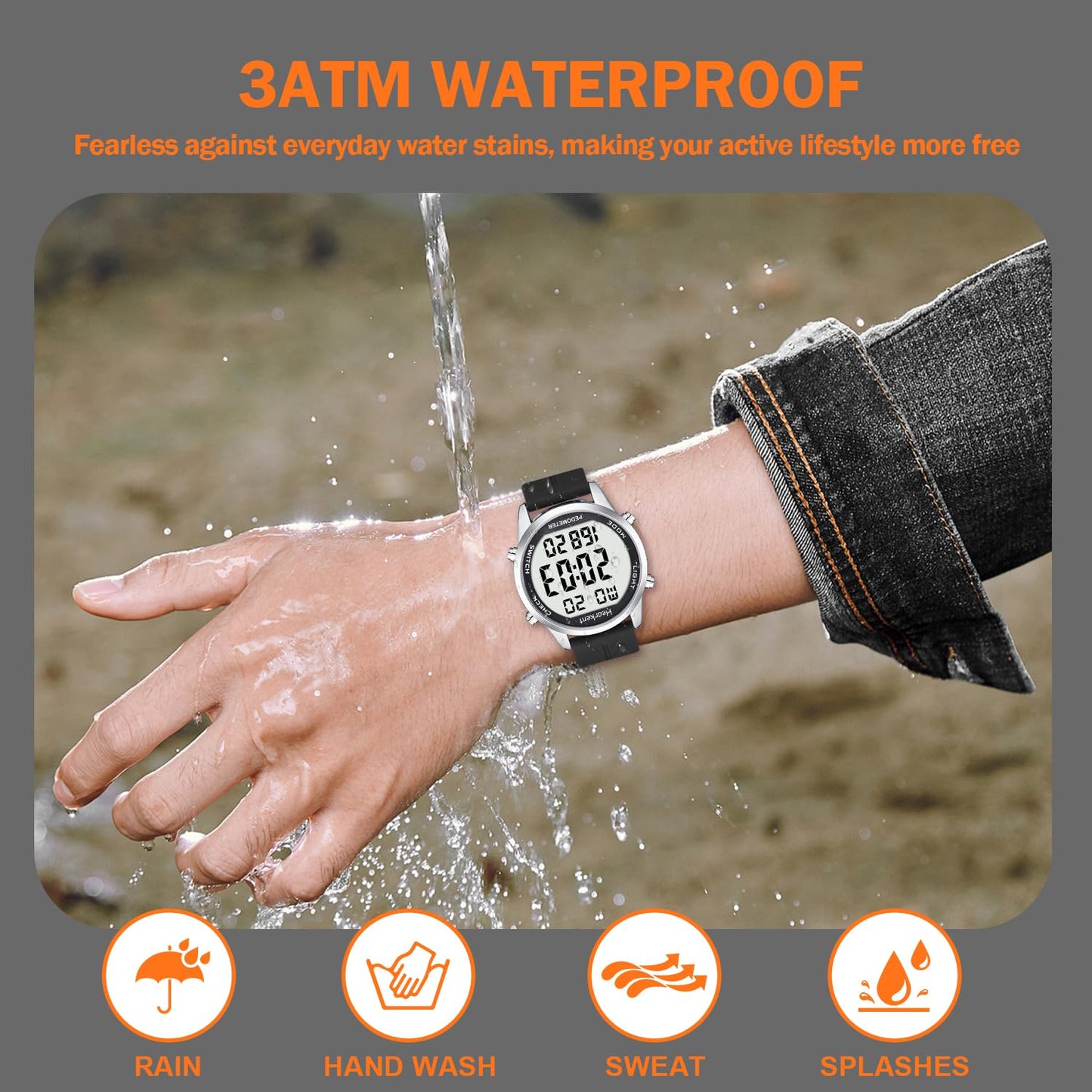Hearkent Pedometer Watch for Walking for Senior No App Required with Steps Calories Counter and LCD Large Numbers