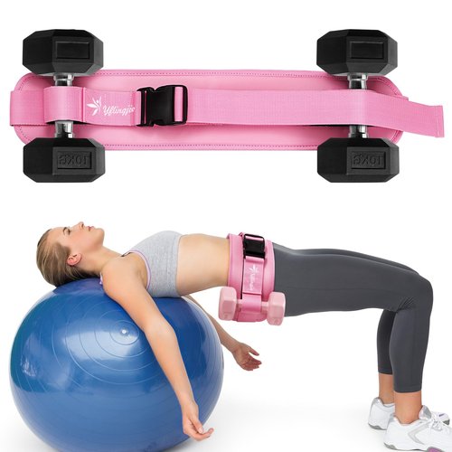 Exercise Hip Thrust Belt - Dumbbell Hip Thrust Belt - Premium Microfiber Leather Thickened & Widen, Comfortable for Dumbbells, Kettlebells or Plates, Slip Padding, Gym or Home Workouts (Pink)
