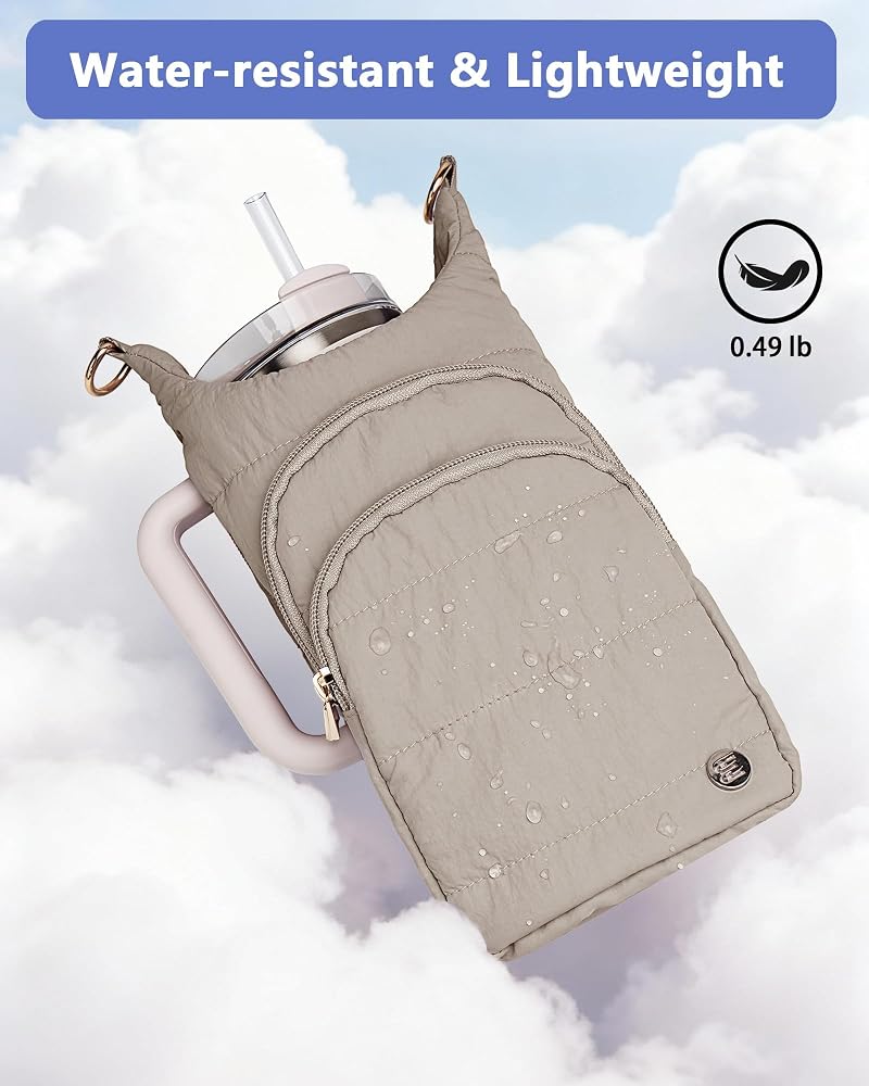 Water Bottle Holder with Strap 20-40 oz | Crossbody Bag in Mocha Brown