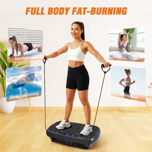 ALSO GO Vibration Plate Exercise Machine, 120-Level & 3 Workout Modes Vibration Board for Weight Loss/Lymphatic Drainage, 330lbs Capacity with Resistance Bands, Full Body Platform for Home Fitness