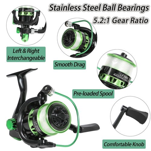 Tripquips Fishing Rod, 2PCS Telescopic Fishing Rod and Reel Combo with Fishing Pliers and Lip Gripper, Pre-Loaded Spinning Reel Combo Set, Fishing Pole with Carrier Bag Fishing Gear-Blue & Green