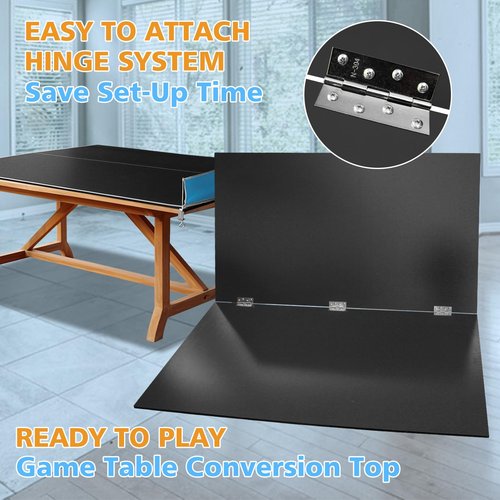 Ping Pong Table Top for Billiard Table, 96" Foldable Table Tennis Table Topper for Pool Table, Indoor Outdoor Table Tennis Conversion Top w/Net & Premium Foam Padding, Lightweight and Portable (Black)