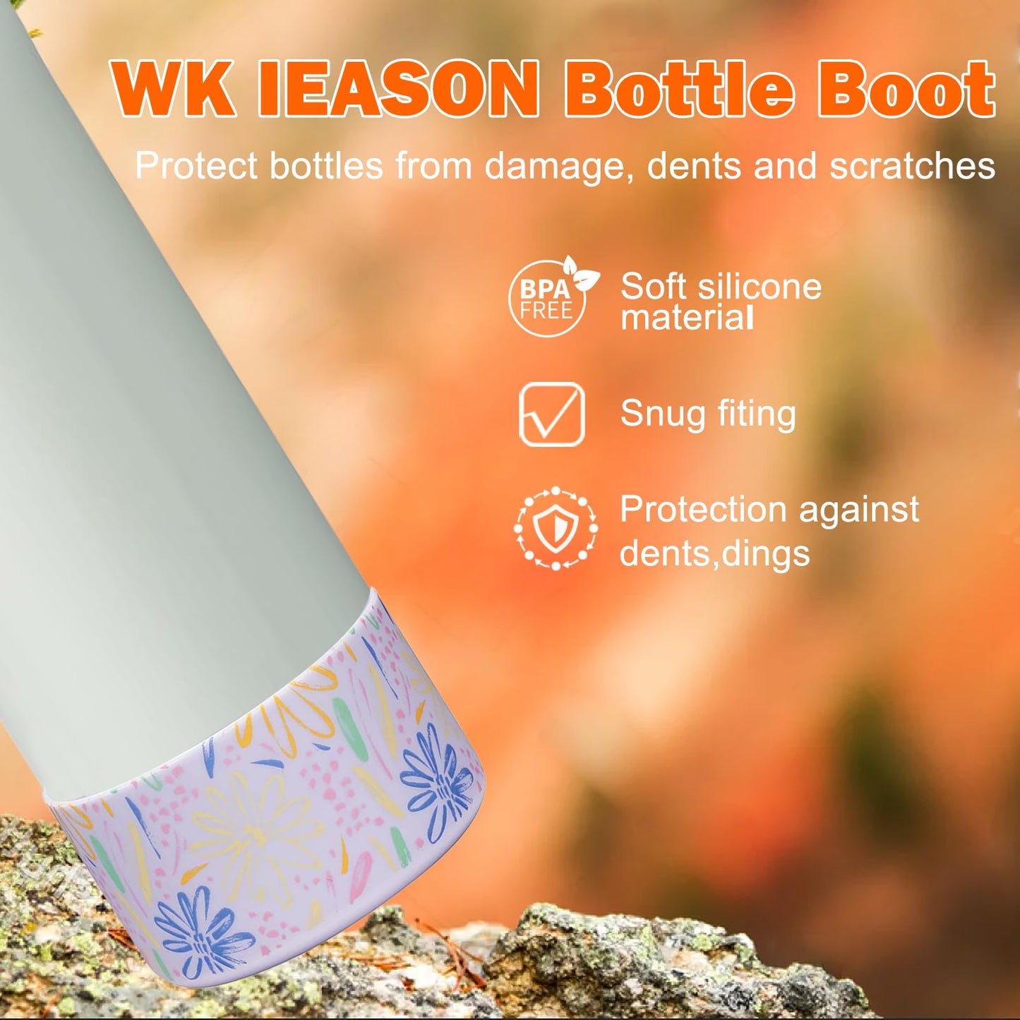 WK IEASON 2Pcs Silicone Boot for Owala Water Bottle, Protective Flask Bottom Cover Base for Owala FreeSip Twist and Flip Flask Water Bottle Accessories-3.56inch Bottom Diameter