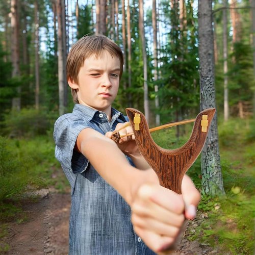 TARANDUS Solid Wooden Slingshot Set – Classic Sling Shot for Outdoor Fun, Hunting, and Catapult Games – Perfect Adults Hunting Gear (Black)