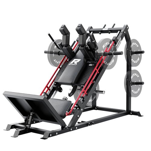 RitFit Gazelle Pro 3 in 1 Leg Press and Hack Squat Machine - High-Tensile Steel Leg Press Machine, 2000 lbs Capacity, Adjustable Angles, Hack Squat Machine with Weight Storage, Black (RED)