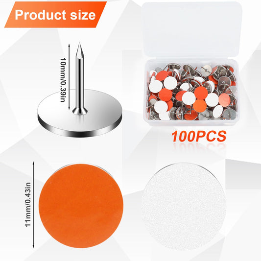 100pcs Reflective Tacks for Trail Marking, 0.4" Diameter Reflective Trail Markers Reflective Thumb Tacks Glow in The Dark Tacks for Hunting Hiking Camping Outdoor Survival with Clear Box