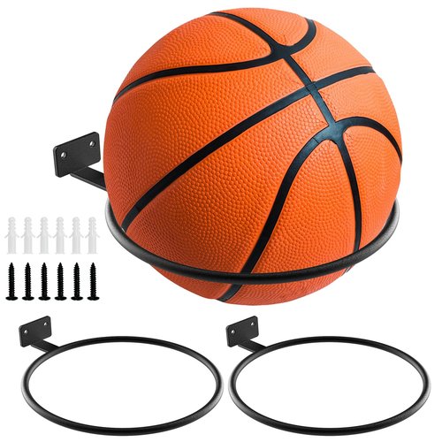 shikaman Basketball Holder Wall Mount,3pcs Soccer Display Rack Metal Universal Ball Display Rack Stand for Basketball Football Volleyball