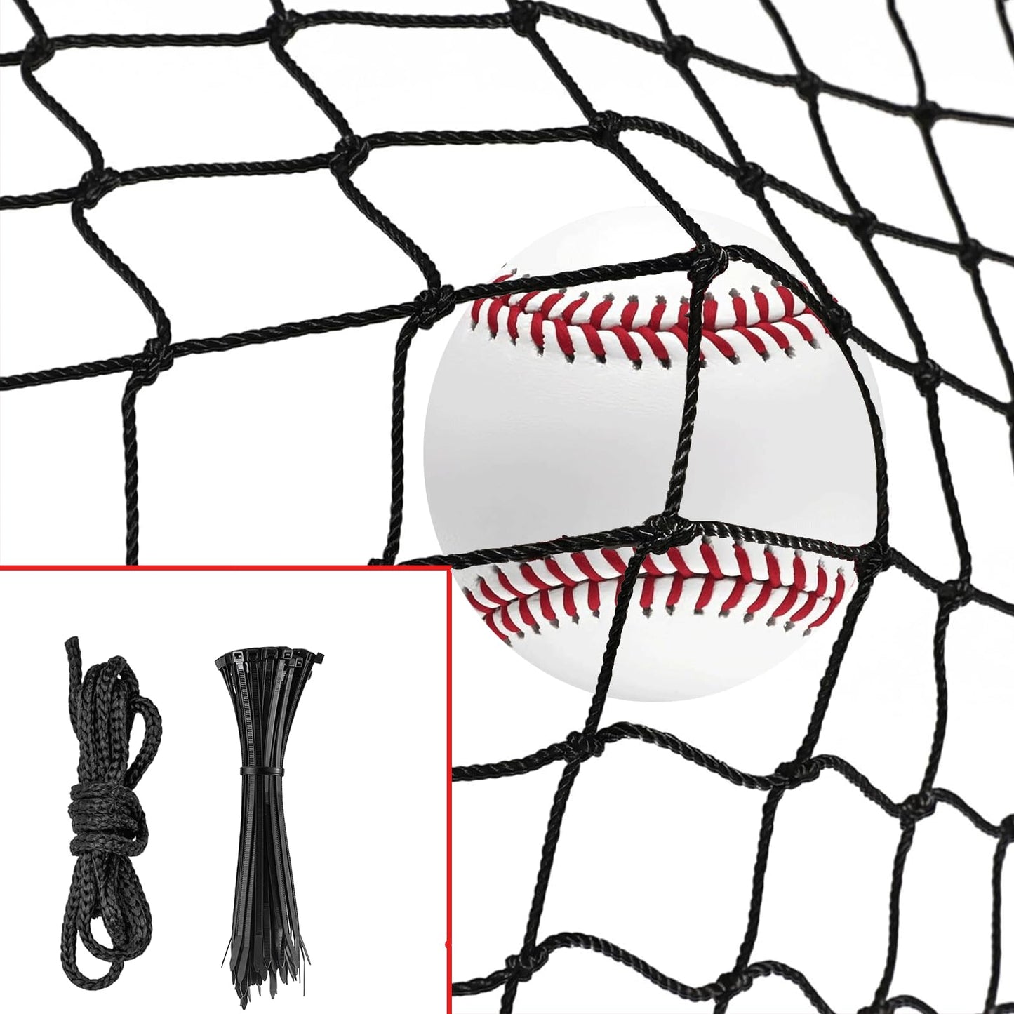 Surecha Batting Cage Net Repair Kit 6' x 7' Baseball Softball Backstop Nets #42 HDPE (60PLY) Heavy Duty with Twine &Zip Ties for Baseball Batting Cage Netting