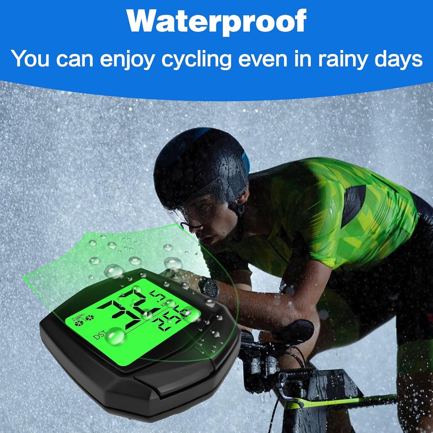 2025 New Bike Computer and Bike Odometer Wireless MPH KM/H Bicycle Speedometer with Automatic Wake-Up Cycling Speed Tracker Display & Single Mileage & Multi-Functions & Calories Statistics Accessories