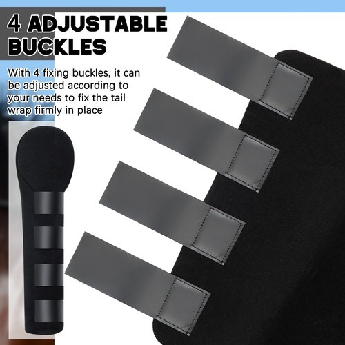 Eccliy 2 Pcs Horse Tail Wrap Protector Adjustable Touch Fasteners Non-Slip Horse Care Tail Bag Guard Accessories for Show and Stable Use, Black