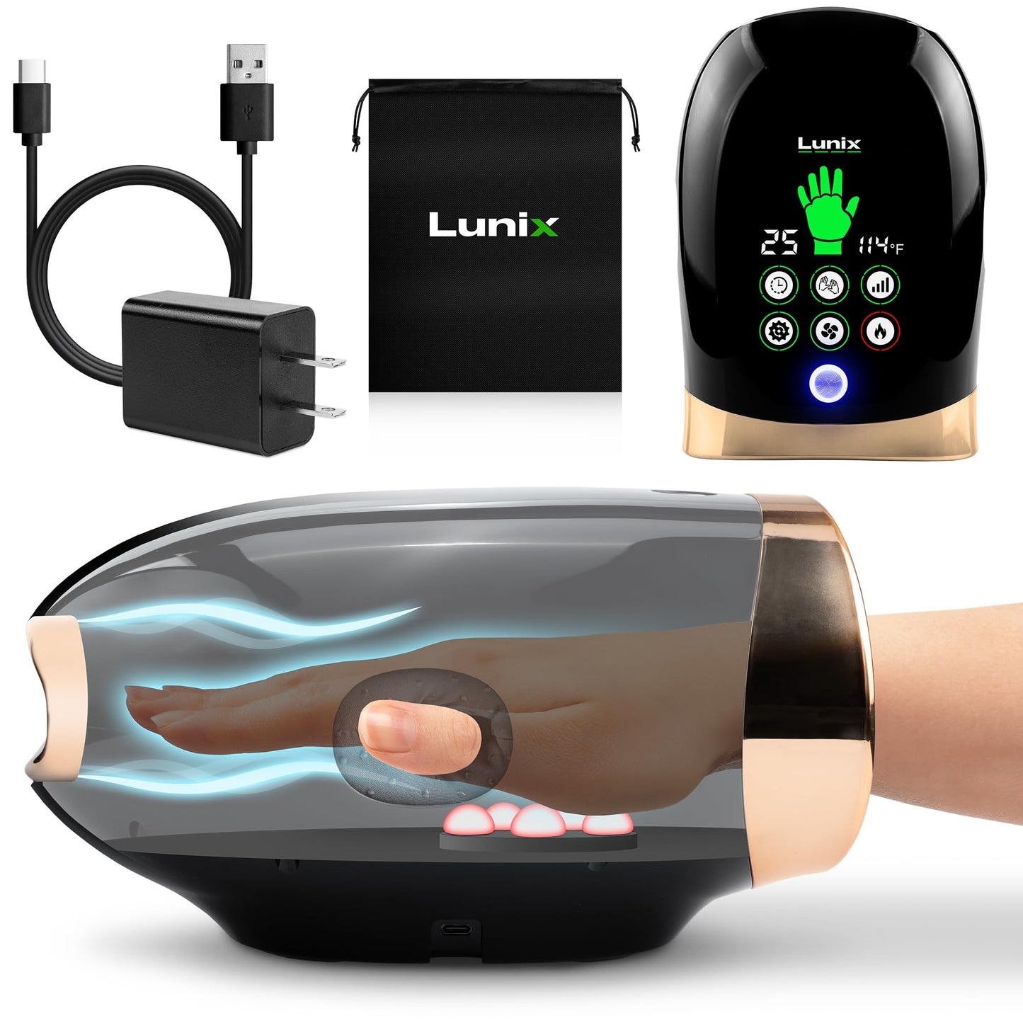 Lunix LX30 Rolling Hand Massager with Kneading & Compression, Heated