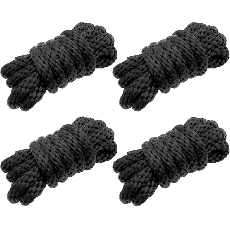ISURE MARINE 6.5ft Boat Fender Line - 3/8" Nylon Docking Rope, Black, Double Braided