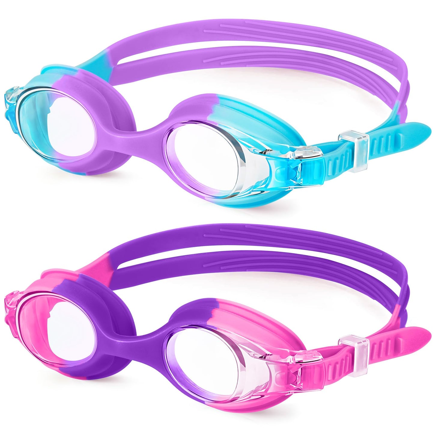 NSSIW Kids Swim-Goggles Swimming-Goggles-for Kids: Goggles Anti Fog Pool No Leak 2 Pack Ages 3-16