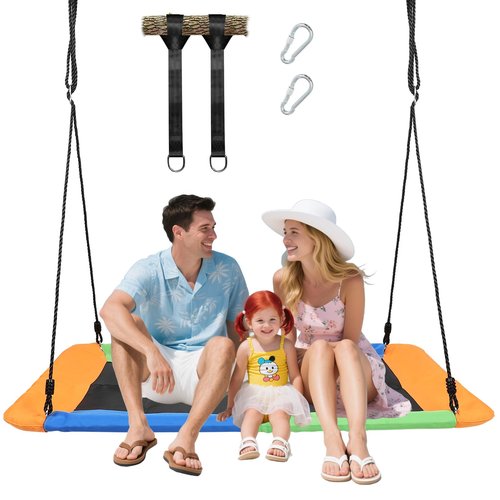 60 Inch Kids Platform Swing for Kids and Adults,800lb Large Outdoor Tree Swing with 2pcs Tree Hanging Straps