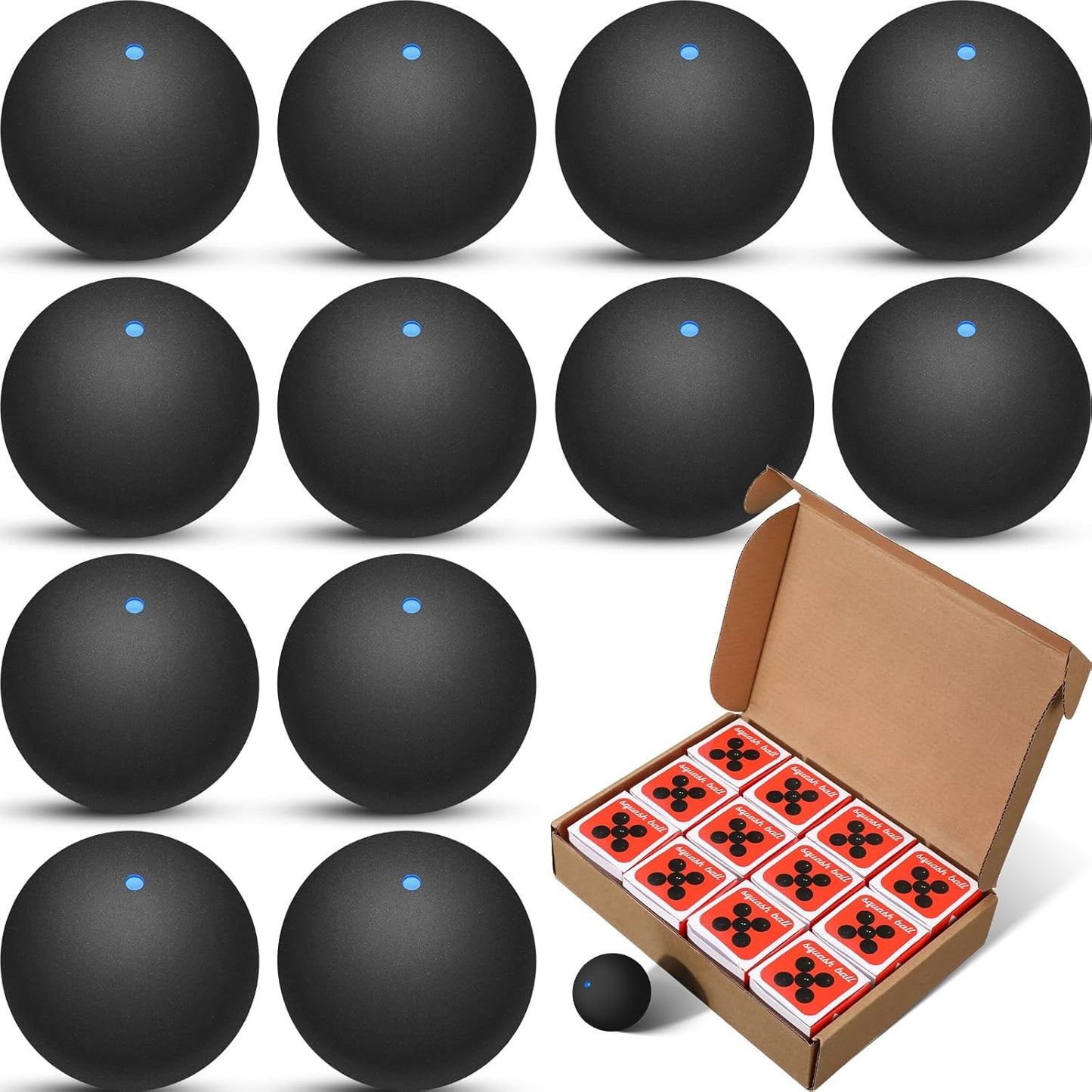12 Pcs Squash Ball Professional Squash Ball High Reliability Practical to Use Excellent Performance Rubber for Training Practice and Competition
