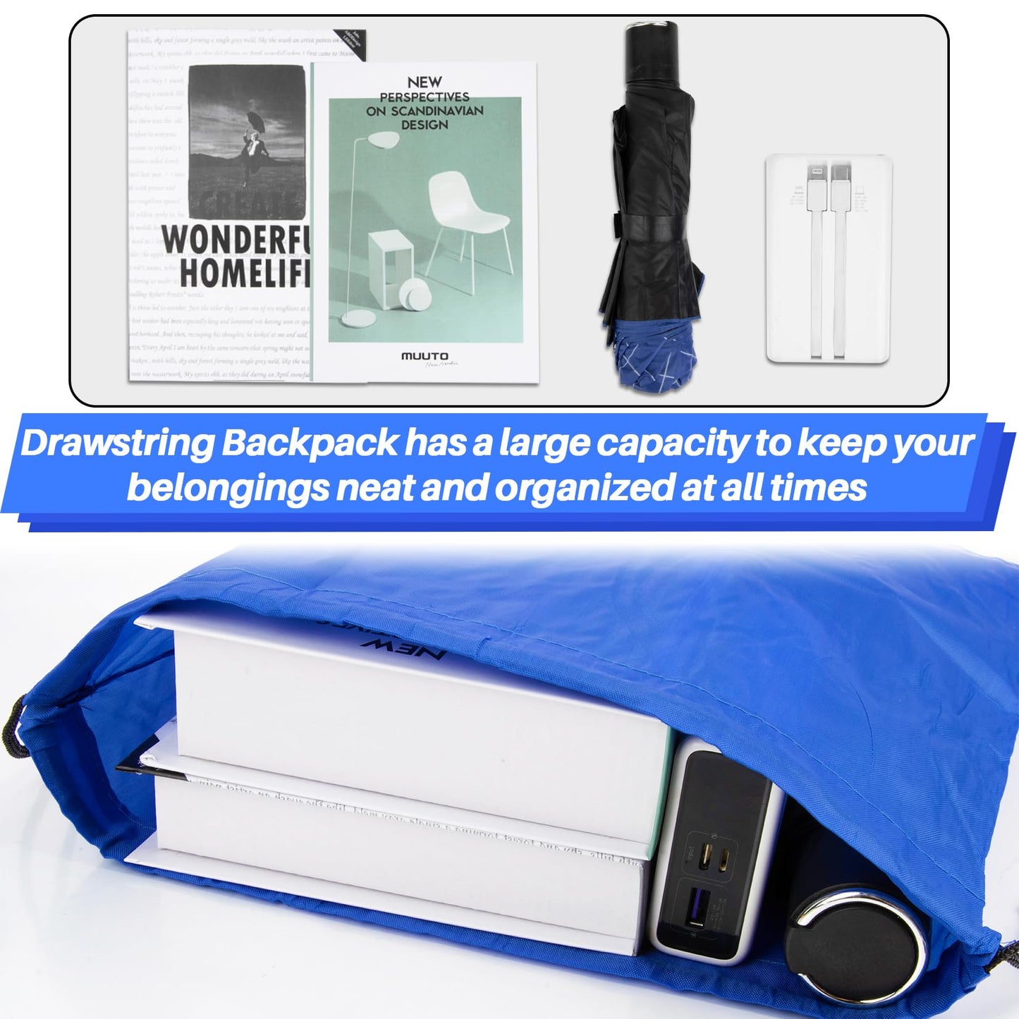 6PCS Drawstring Backpack - Drawstring Gym Bag Waterproof Bags Bulk String Backpack Sports Cinch Bags String For Gym, Sports, Storage, Travel, Camp, Sturdy and Durable