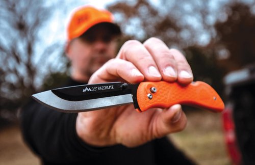 OUTDOOR EDGE RazorBlaze, RB-20, 3.5" Replaceable Blade Folding Hunting Knife, Non-Slip Rubberized TPR Handle (Blaze Orange)