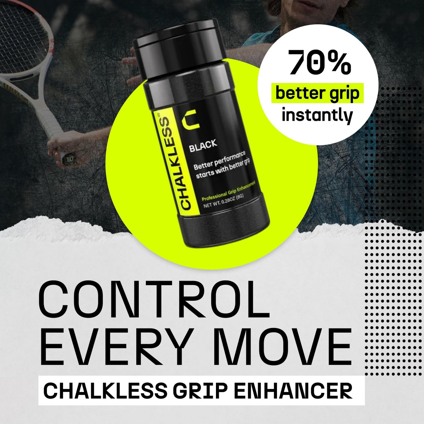 Chalkless Black Grip Enhancer – Premium Liquid Chalk Alternative & Less Mess Hand Chalk for Bouldering, Baseball, Tennis, Football, Archery, Golf, and More, Non-Toxic Long-Lasting & Reliable