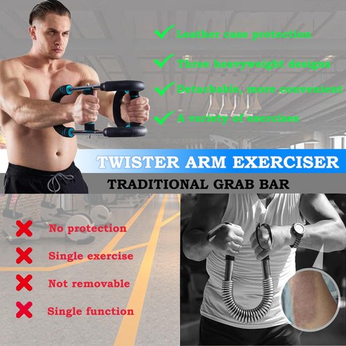 Twister Arm Trainer - Adjustable 40-100lbs Portable Spring Resistance Chest & Arm Workout Equipment with Detachable Design for Home Gym.