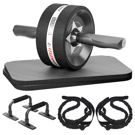 Ab Roller Wheel for Abs Workout - Abdominal Exercise Equipment with 2 Knee Pads for Home Gym, Core Strength Training, Fitness Equipment for Men & Women (Black)