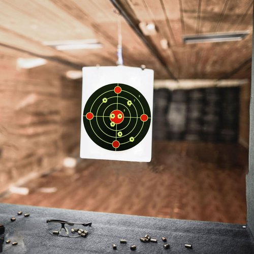GearOZ Splatter Shooting Targets Stickers, 20PCS & 4 Styles Adhesive Reactive Target Paper with Yellow Splatter Impact for BB Pellet Airsoft Guns Silhouette Targets Bull's-Eye Target