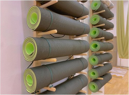 TIST Yoga Mat Organiser Yoga Mat Rack Wall Mount, Gym Wooden Large Capacity Pilates Mat Storage Rack, Foam Roller Display Stand Foam Roller Organiser(9 tier)