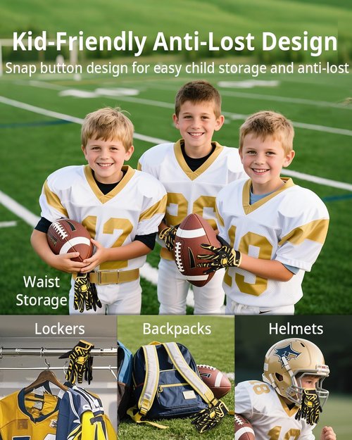 Pixel Panda Youth Football Gloves, Flag Football Gloves for Kids with Super Sticky Grip, Best Birthday Receiver Glove Gifts for Boys Girls