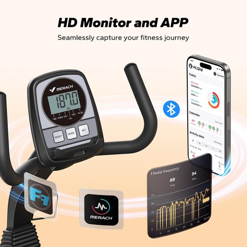 MERACH Recumbent Exercise Bike, High-end Recumbent Bike for Home, Light Commercial Recumbent Bikes for Seniors Adults, Magnetic Recumbent Stationary Bike with Smart Bluetooth and Exclusive App, LCD, Heart Rate Handle