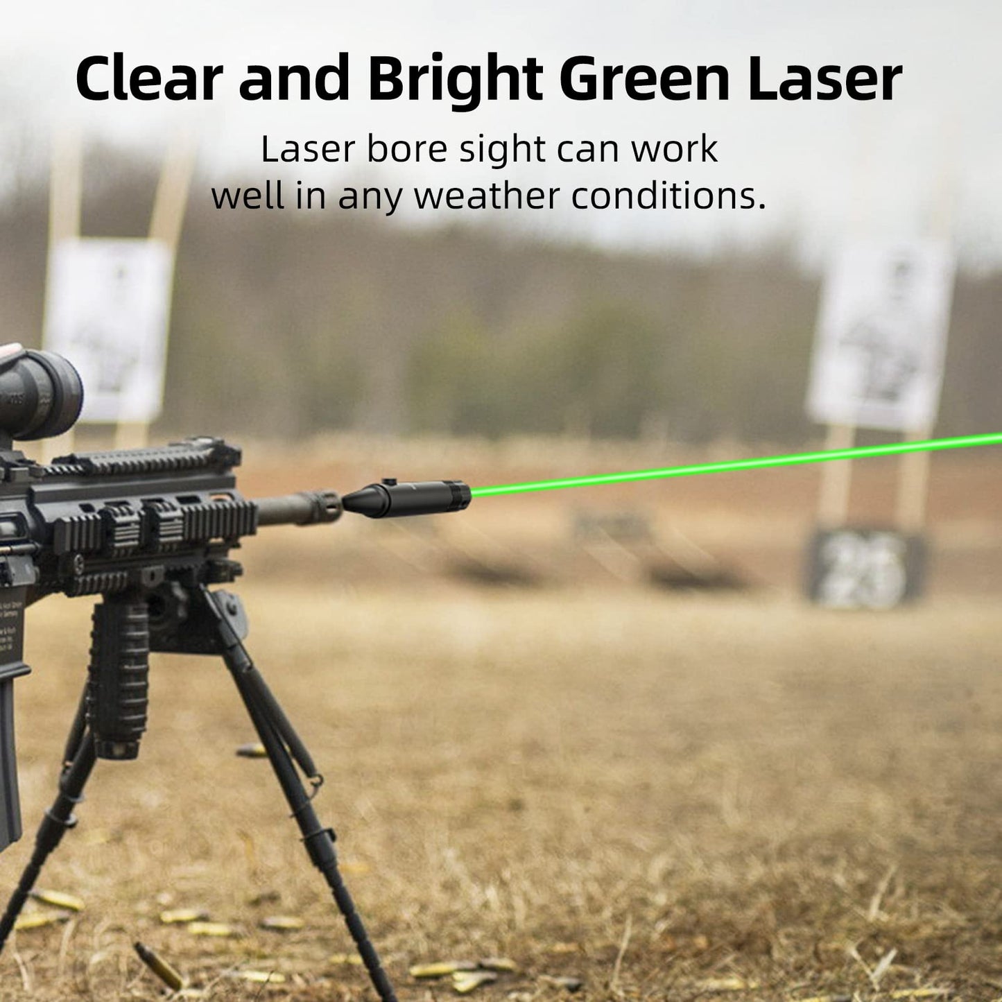 EZshoot Laser Bore Sight Kit Green Laser fit 0.17 to 12GA Caliber, Bright Laser Boresighter with Big Press Switch Hunting Boresight