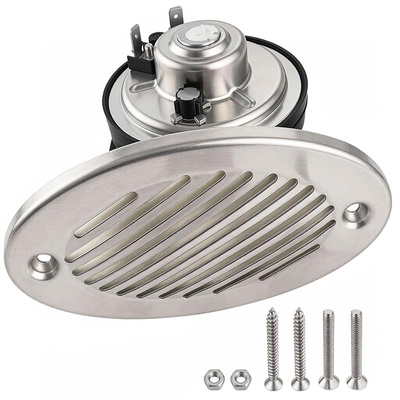 Marine 12V 316 Stainless Hidden Flush Mount Horn - 125dB, 114.3mm Two-Hole Installation