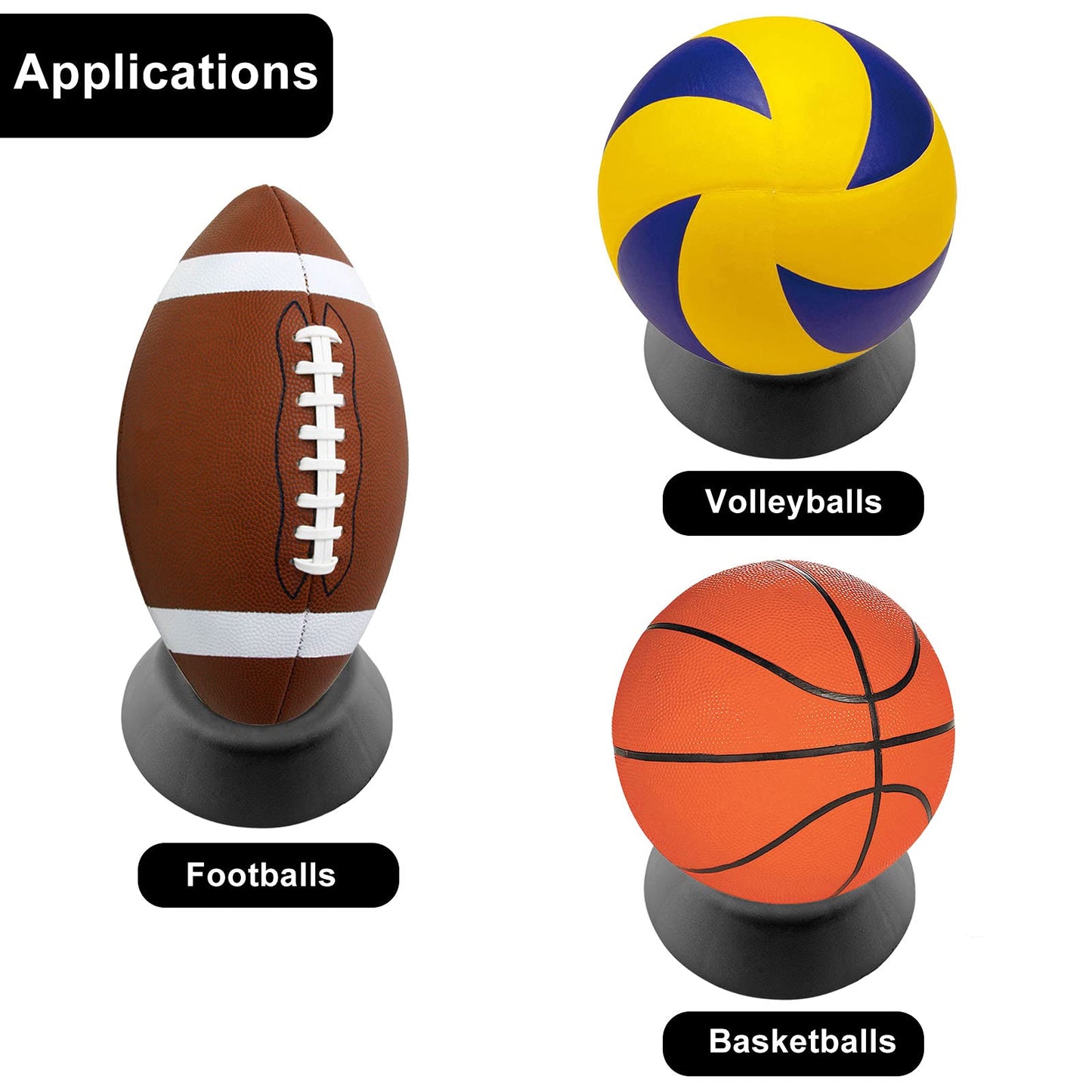 Zorfeter Ball Stand Holder, Sports Ball Storage Black Plastic Display Holder for Basketball Football Soccer Rugby Volleyball