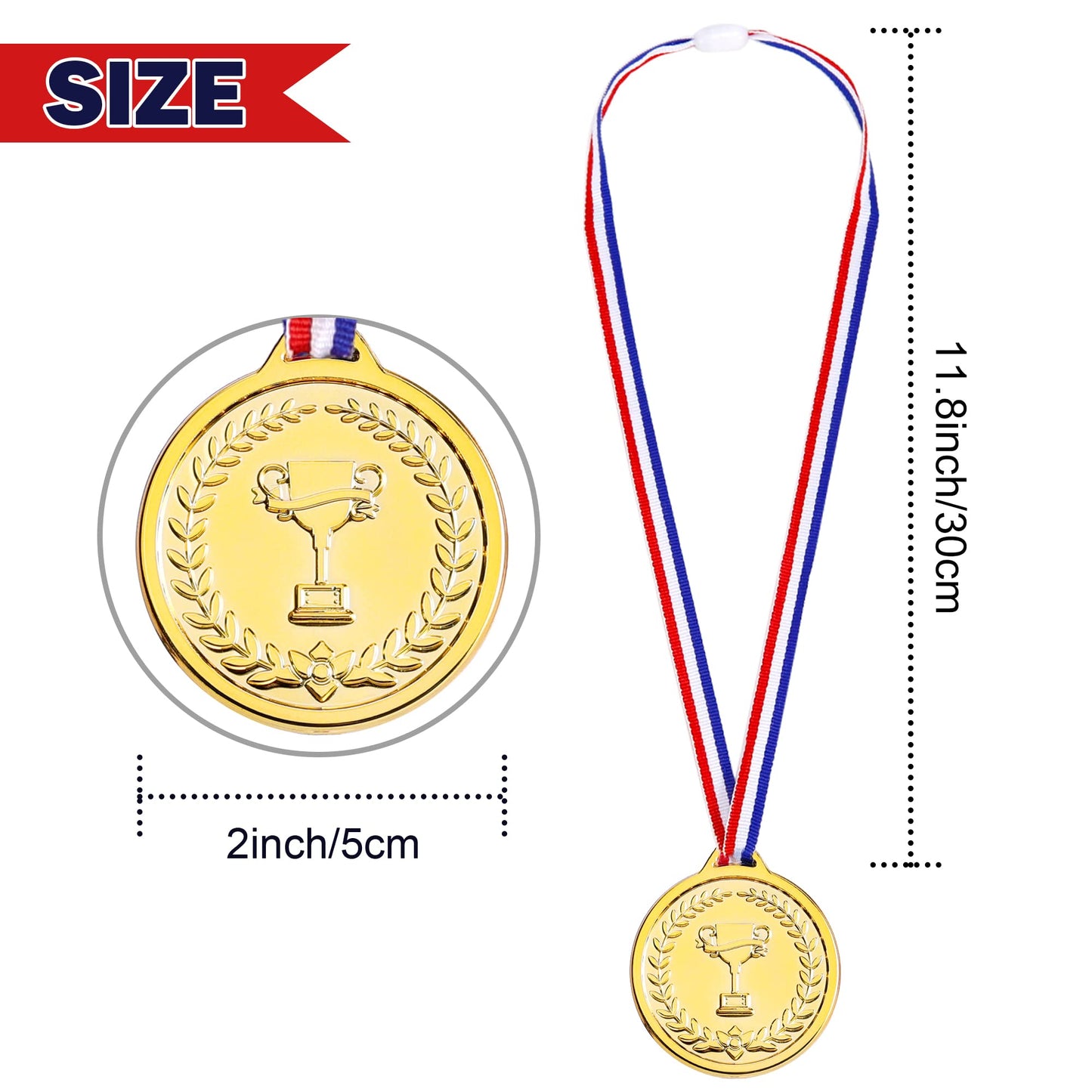 Pllieay 24 Pieces 2 Inch Winner Medals Gold Award Medals Gold Prizes for Sports, Competitions, Party Favors and Awards
