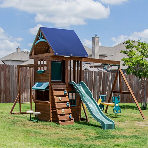 Playground Replacement Canopy, 52" x 90" Swing Set Replacement Tarp, Waterproof 210D Oxford Cloth Playset Replacement Tarp, Playground Accessories for Kids Outdoor, Backyard Playground (Dark Blue)