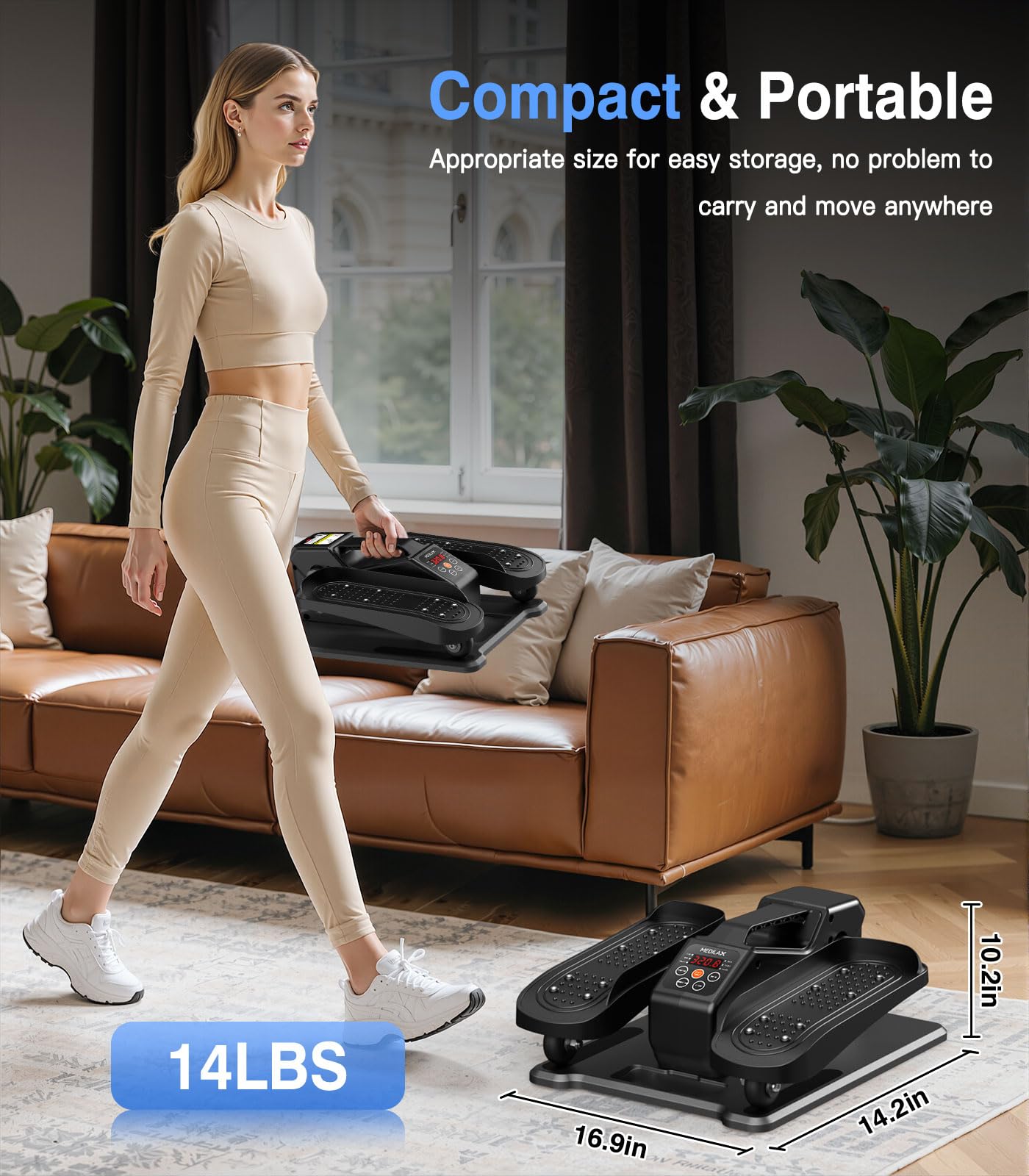 Portable Under Desk Elliptical Machine with Wireless Remote. 12 Manual & 3 Automatic Speeds. Pedal Ellipse Leg Exerciser. Leg Exerciser While Sitting for Seniors Adults Home Office