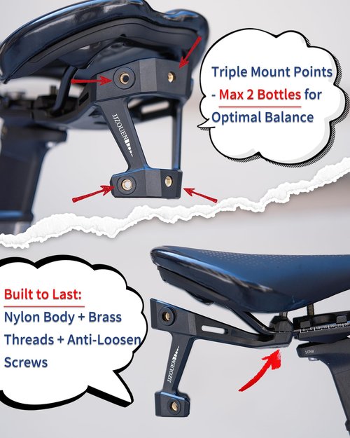 JJZOUEN Bike Water Bottle Cages Saddle Mount Adapter - Water Bottle Holder Cage Under Seat Mount for Road MTB Triathlon Bike Accessories
