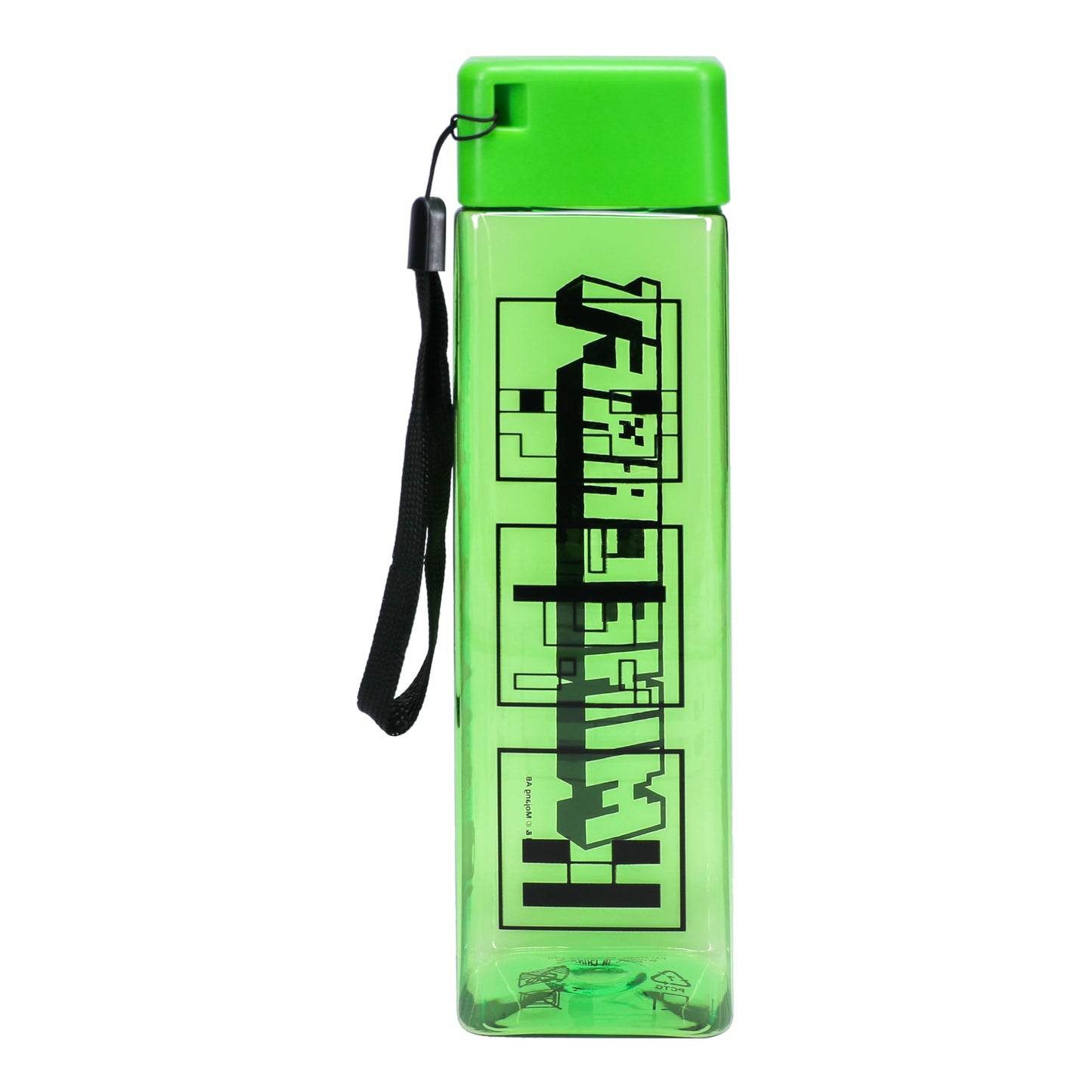Minecraft Square Travel Plastic Water Bottle With Wrist Strap | 500ml (17 fl oz)