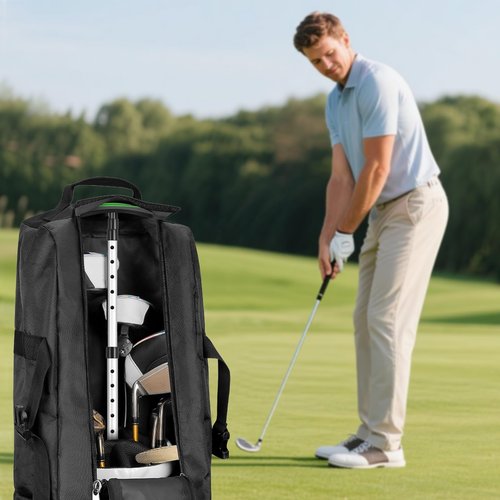 Portable Golf Travel Bag Support Pole, Umbrella Anti-Impact Support CoverProtector and Aluminum Alloy Rod, Golf Club Travel Bag Support System (Green)