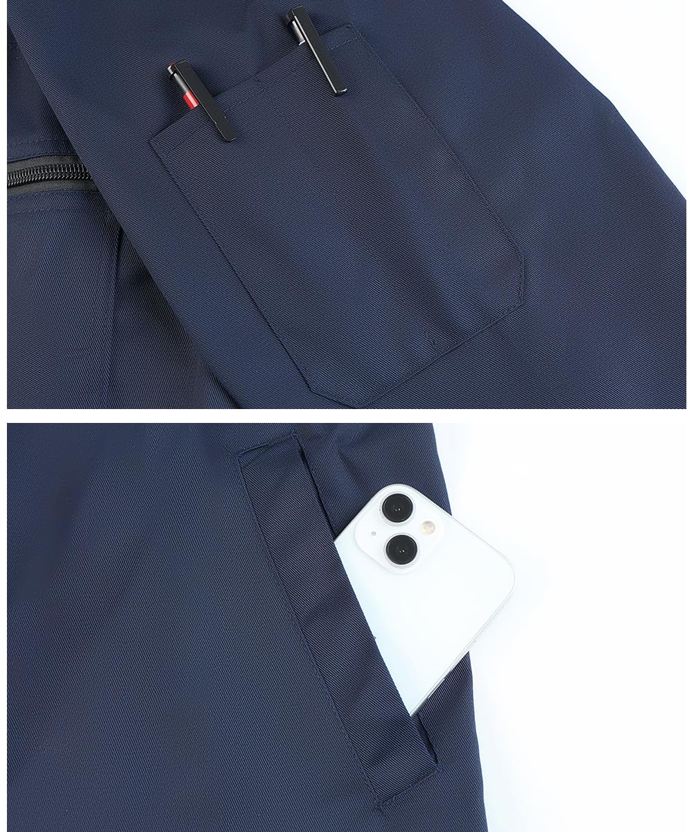 Yukirtiq Men's Coveralls Mechanic Work Jumpsuit Multi Pockets Overalls Long Sleeve Workwear Coverall, Navy Blue, S