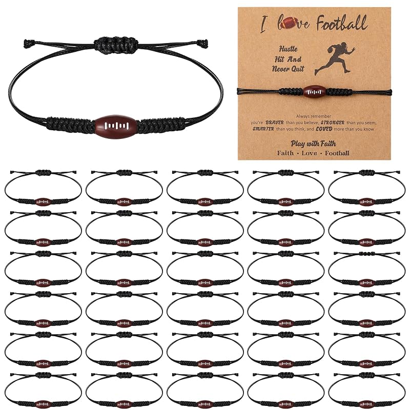 Football Bracelets with Inspirational Cards – 30 Sets Party Favors (Variation: Football)