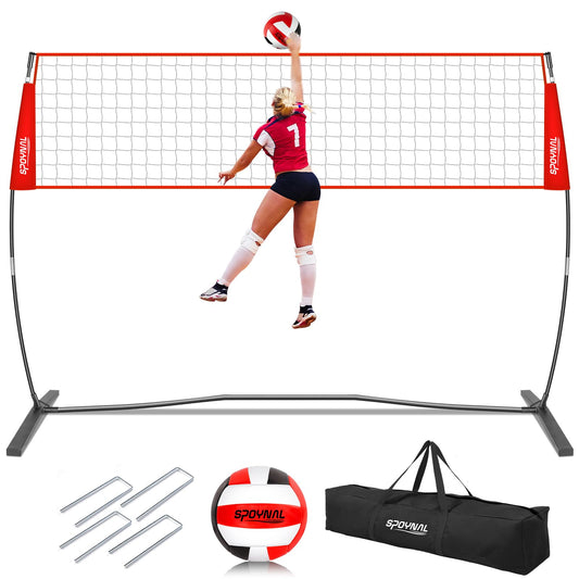 12FT/20FT Portable Volleyball Net System for Backyard - Adjustable Height Freestanding Training Equipment, Outdoor Indoor Practice Set with Carry Bag & PU Ball