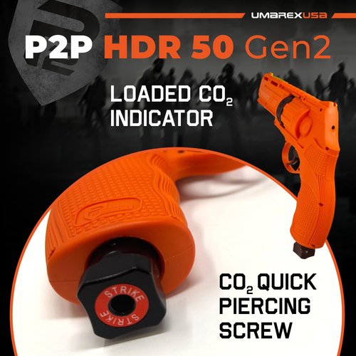 Umarex T4E P2P HDR 50 GEN 2 Self & Home Defense, Less Lethal .50 Cal Paintball Pistol Orange Limited Edition with 5X Mag .50 Cal and 5x12 g CO2 Tanks Bundle