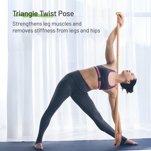 Slim Panda 5ft Yoga Stick, Exercise Stick for Stretching, Stretching Stick for Mobility, Flexibility, Physical Therapy, Balance Support, Posture Correction & Workout