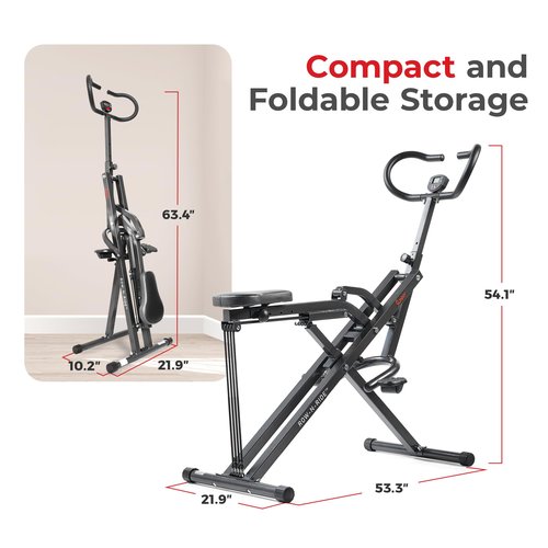 Sunny Health & Fitness Row-N-Ride® Plus, Heavy Duty Assisted Squat Machine with 300 LB Max Weight Capacity, Adjustable Resistance and Thick Padded Seat - NO. 077PLUS