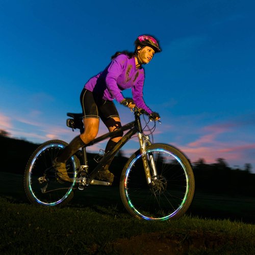 Waybelive 2 Pack LED Bike Wheel Light, Remote Control Bicycle Tire LED Light, Wheelchair Light, 16 Color Change by Yourself, Waterproof, Super Bright to Ride at Night, Good Gift for Kids(2 Tires)