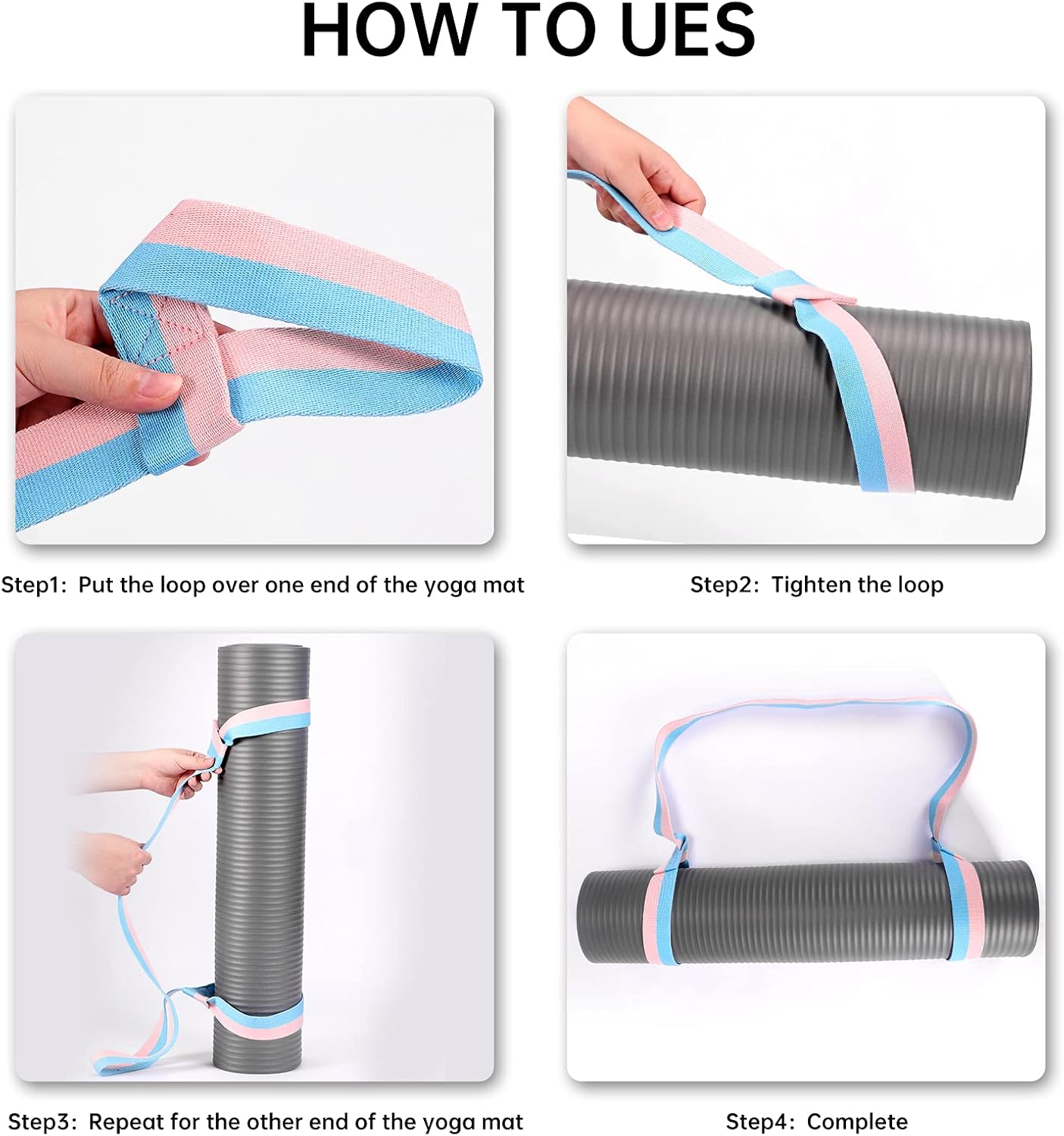 2 Packs Yoga Mat Strap for Carrying, Yoga Mat Carrier, Adjustable Yoga Mat Sling for Yoga Mat Exercise Mat