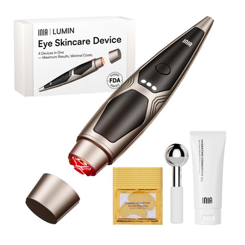 INIA Under-Eye Red Light Therapy for Face, 4-in-1 Beauty Device with Heat, Vibration, Massage & Red Light for Dark Circles, Puffiness & Skin Firming – Enhances Skincare Routine