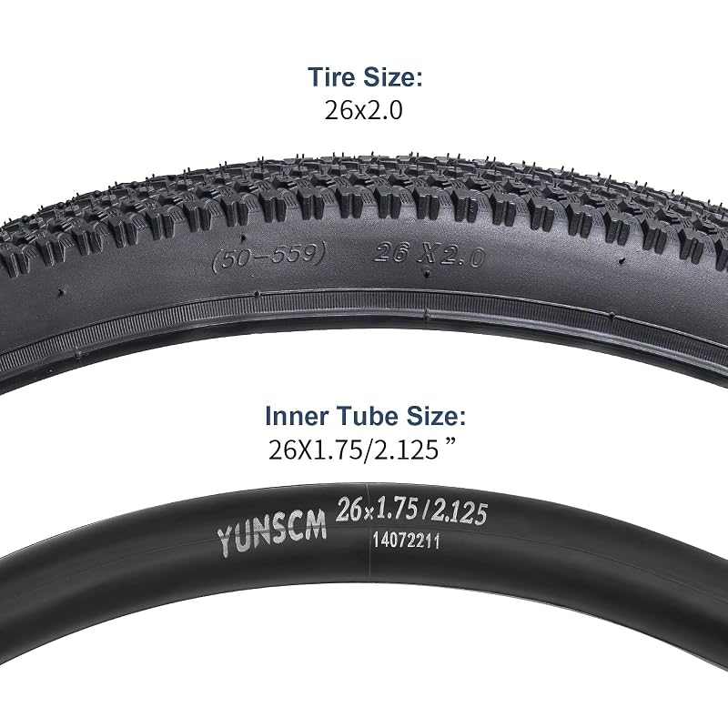 26 x 2.0 Inch Bike Tires (2 Pack) with Tubes & Levers – Black, 26x2.0 MTB/Gravel