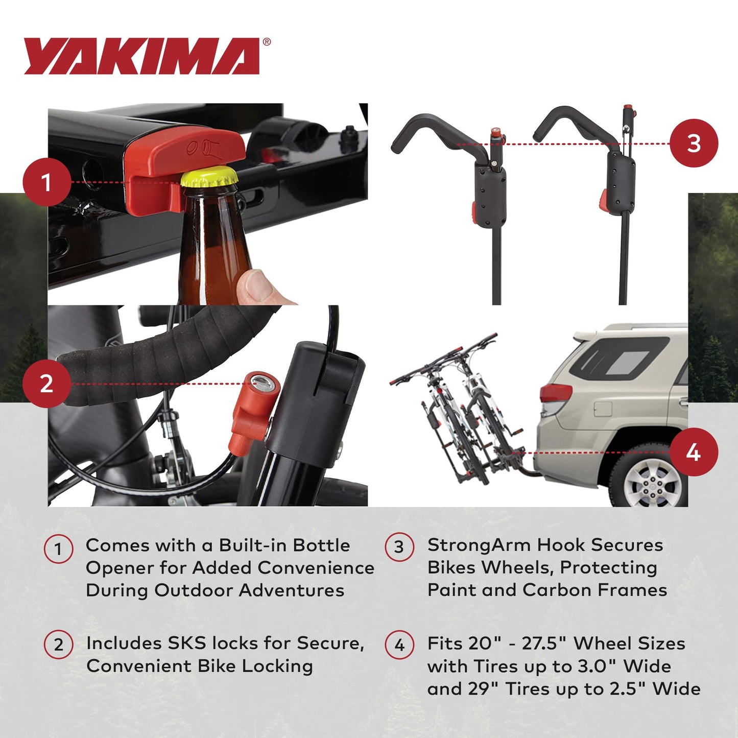 Yakima Tray Hitch Bike Rack, Rear Vehicle Bicycle Carrier w/Tilting Tray & Adjustable Spacing for 2 Bikes, Fits 20 to 27.5 Inch Wheel Size, HoldUp 2”
